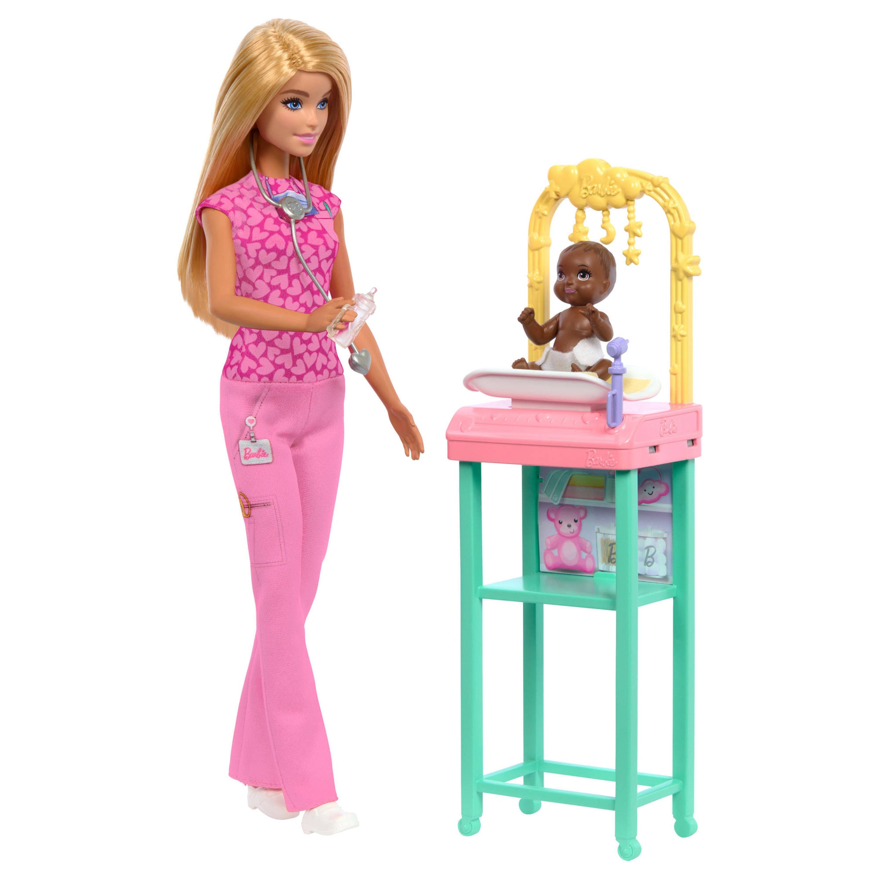 Hot! Barbie Baby Doctor Blonde Doll Playset - Explore Career Roles