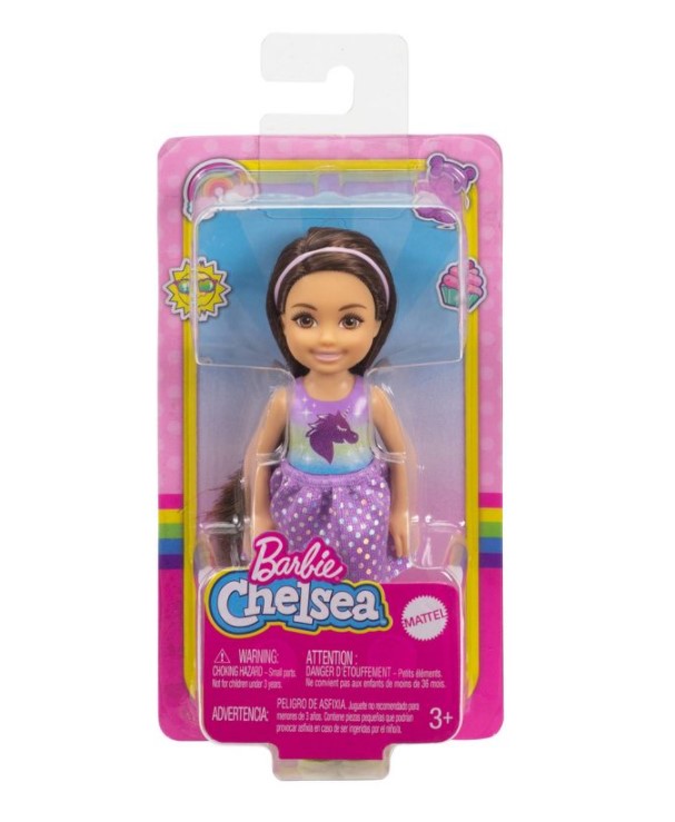 Hot! Barbie Club Chelsea Doll with Tie - Dye Unicorn T - Shirt