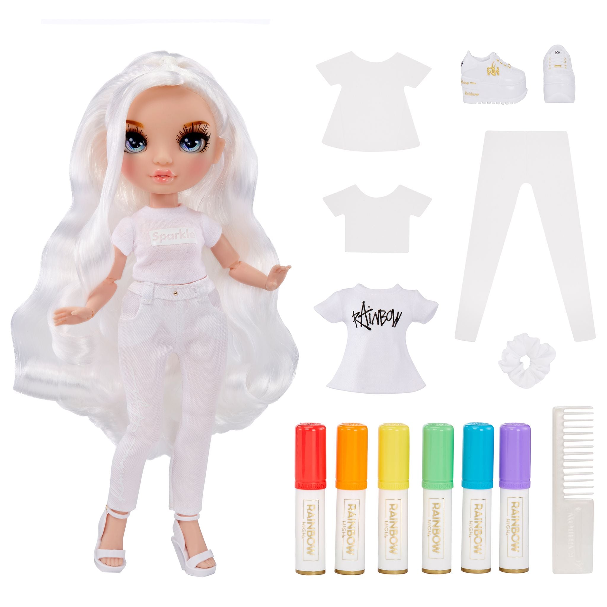 Hot Deal! Rainbow High Colour & Create Fashion Doll - Blue Eyes
