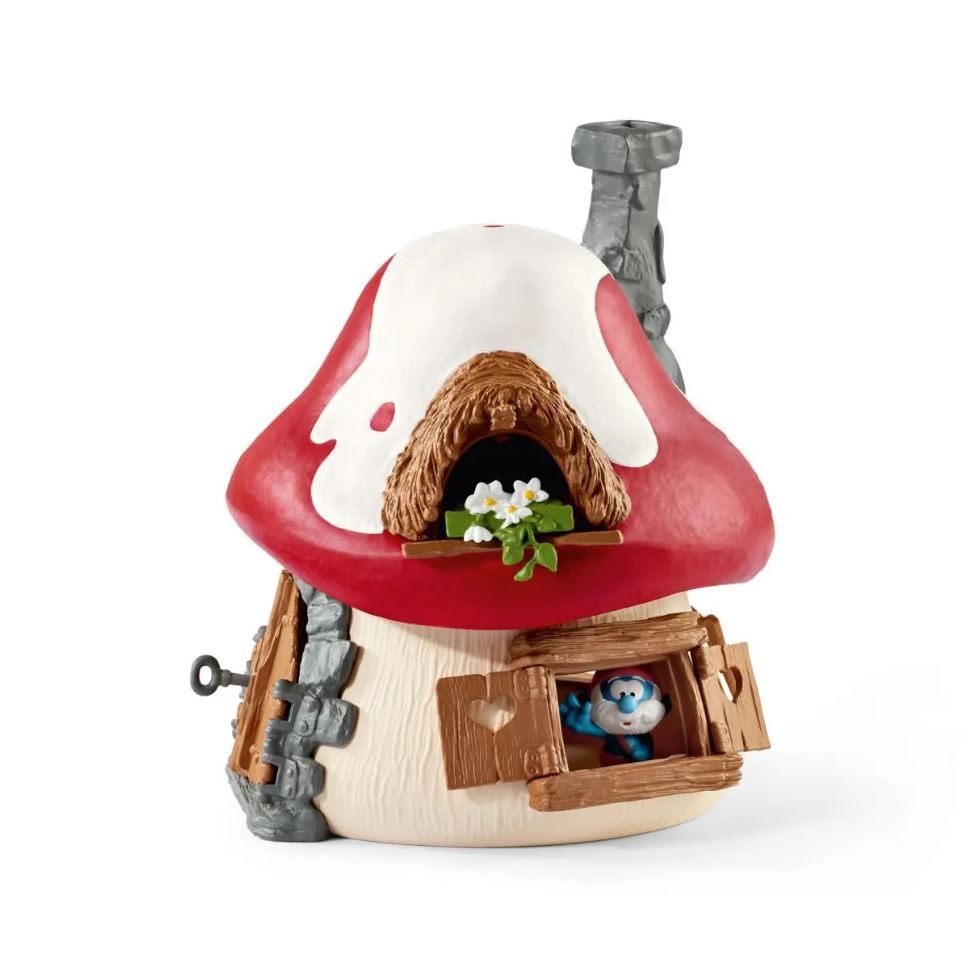 Hot Deal! Schleich Play Set: Large Smurf House with 2 Figurines - Papa Smurf and Gargamel