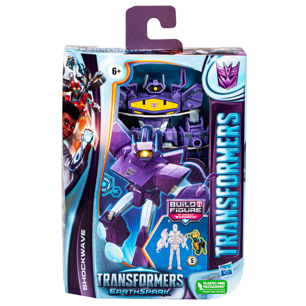 Deluxe Class Transformers Earthspark - Shockwave Toy with Build-a-Figure Piece