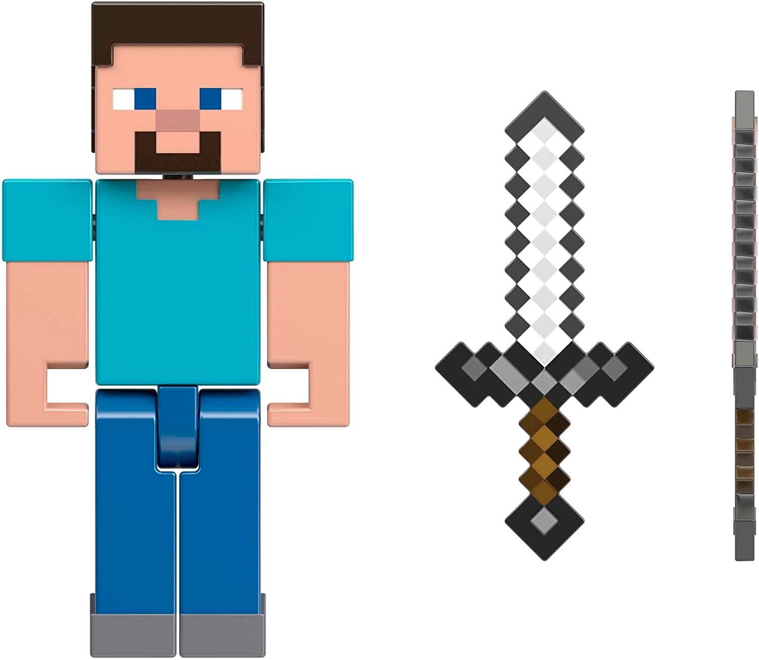 Hot! Minecraft Steve with Iron Sword Build-A-Portal Figure