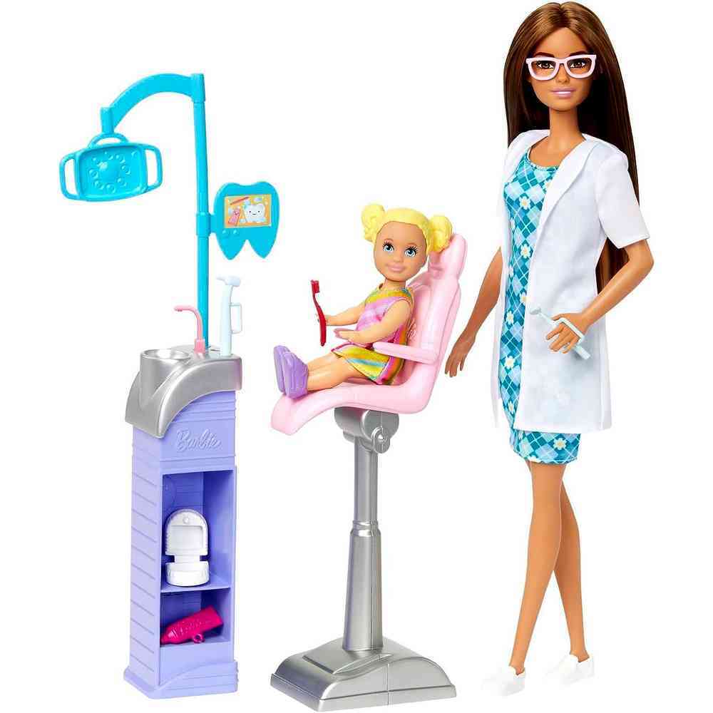 Hot Sale! Barbie Brunette Dentist Career Doll and Playset for Kids' Pretend Play