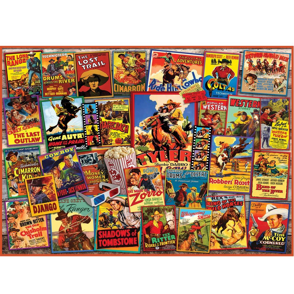 1000-Piece Vintage Pop Art Jigsaw Puzzle - Stunning Western Poster