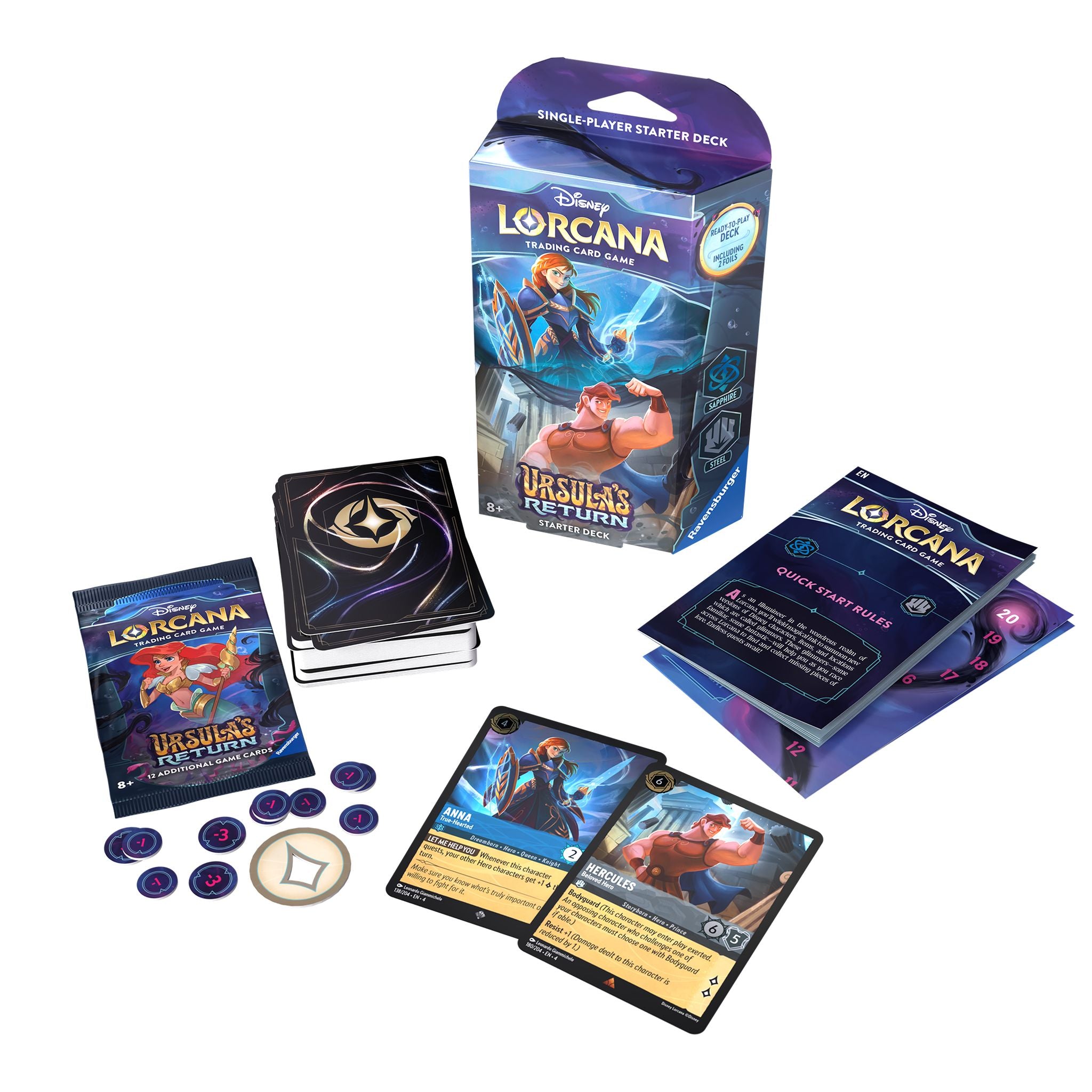 Hot! Disney Lorcana TCG S4 Ursula's Return Starter Deck - Sapphire & Steel