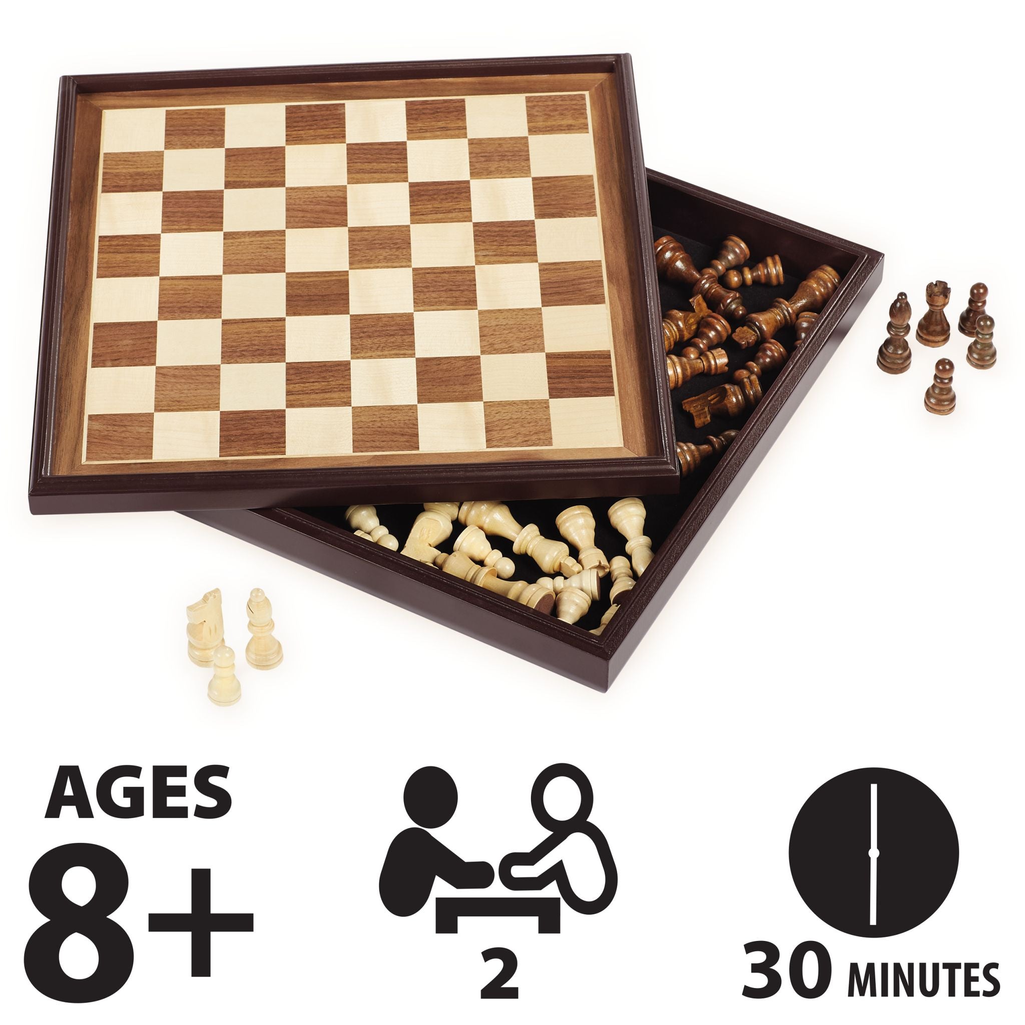 Cardinal Games Deluxe Legacy Wooden Box Set for Chess & Checkers
