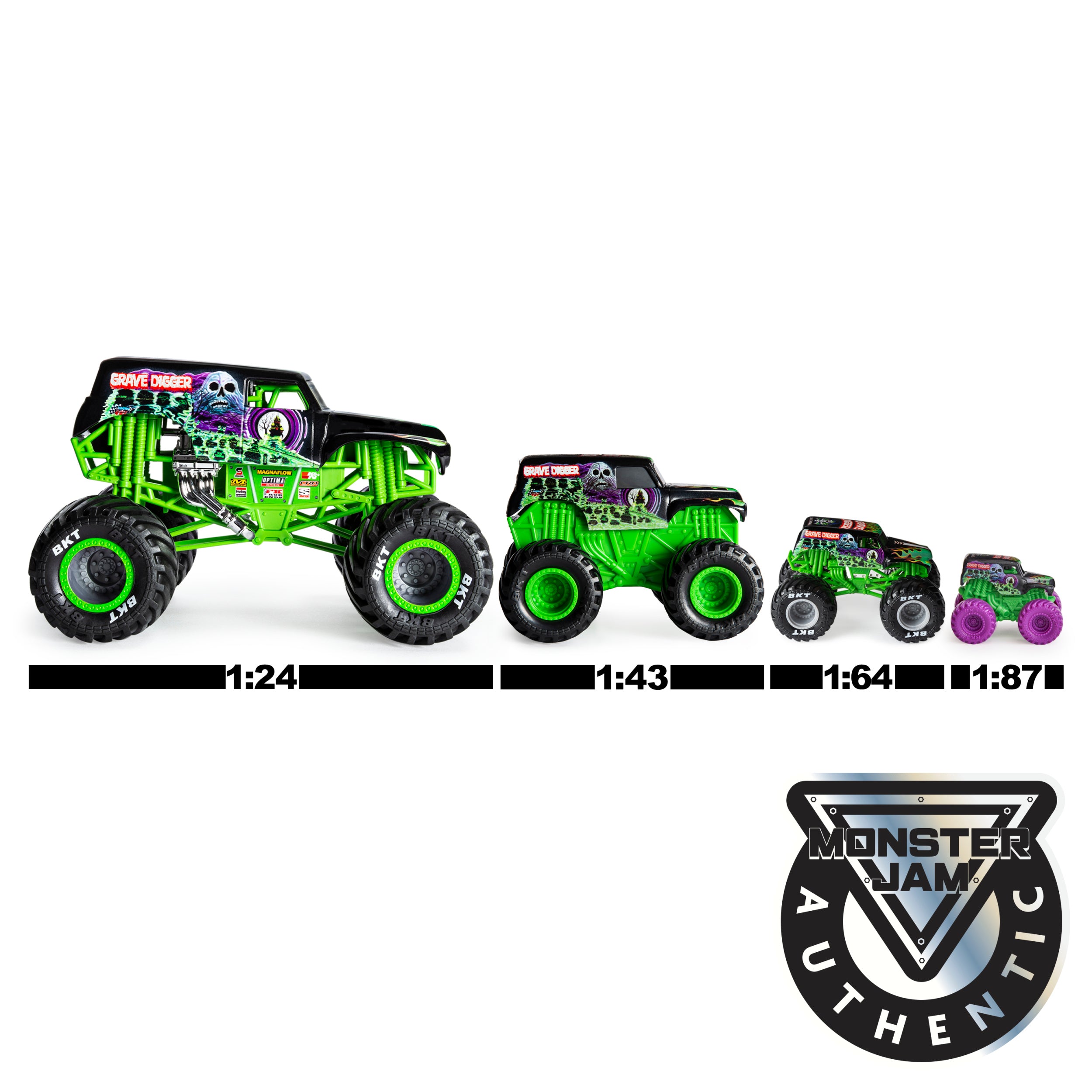 Exclusive Monster Jam 3-Pack: 1:24 & 1:64 Shake N Quake Die-Cast Trucks