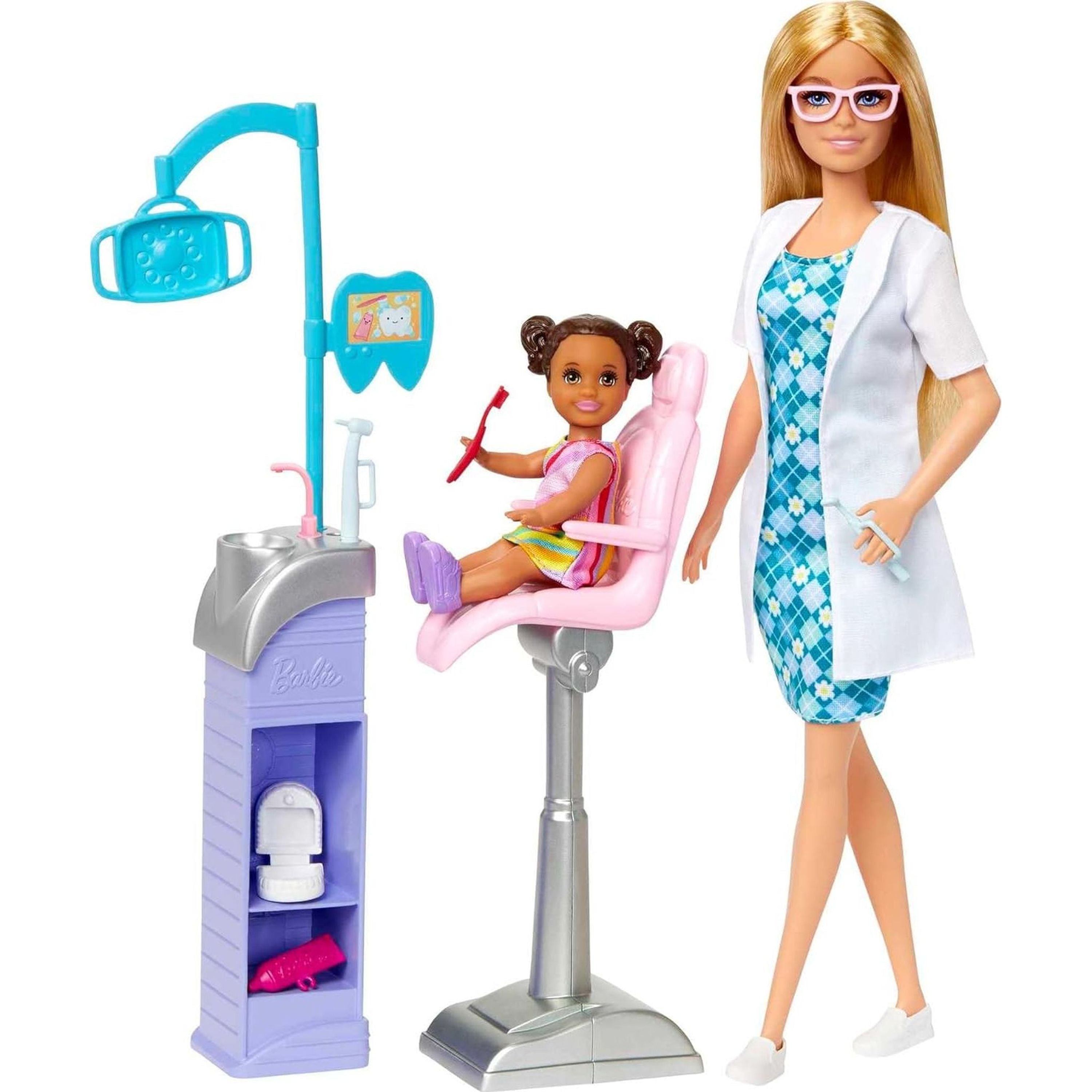 Hot! Blonde Barbie Dentist Career Doll & Playset