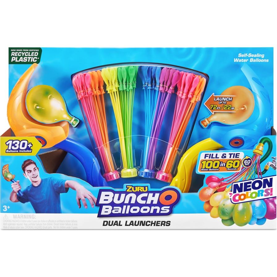 Hot Deal! 2-Pack ZURU Bunch O Balloons Launcher with 100 Neon Water Balloons for Epic Water Fights
