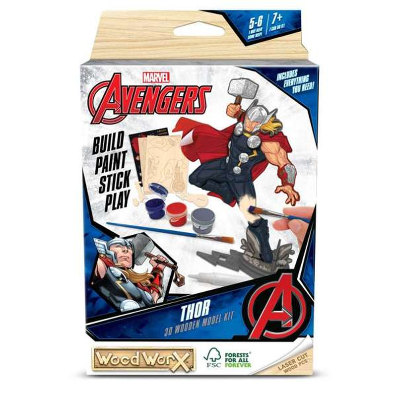 Colorful Wood WorX 3D Wooden Model Kit of Marvel Avengers Thor
