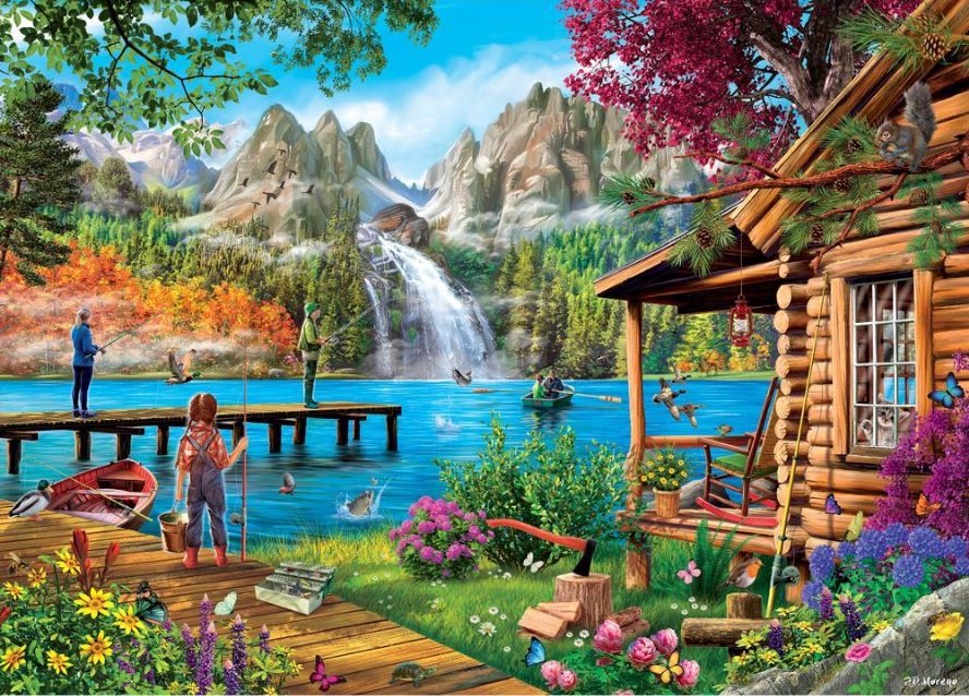 Hot! THE WATERS EDGE 1000-Piece Jigsaw Puzzle - Crystal Water Cabin