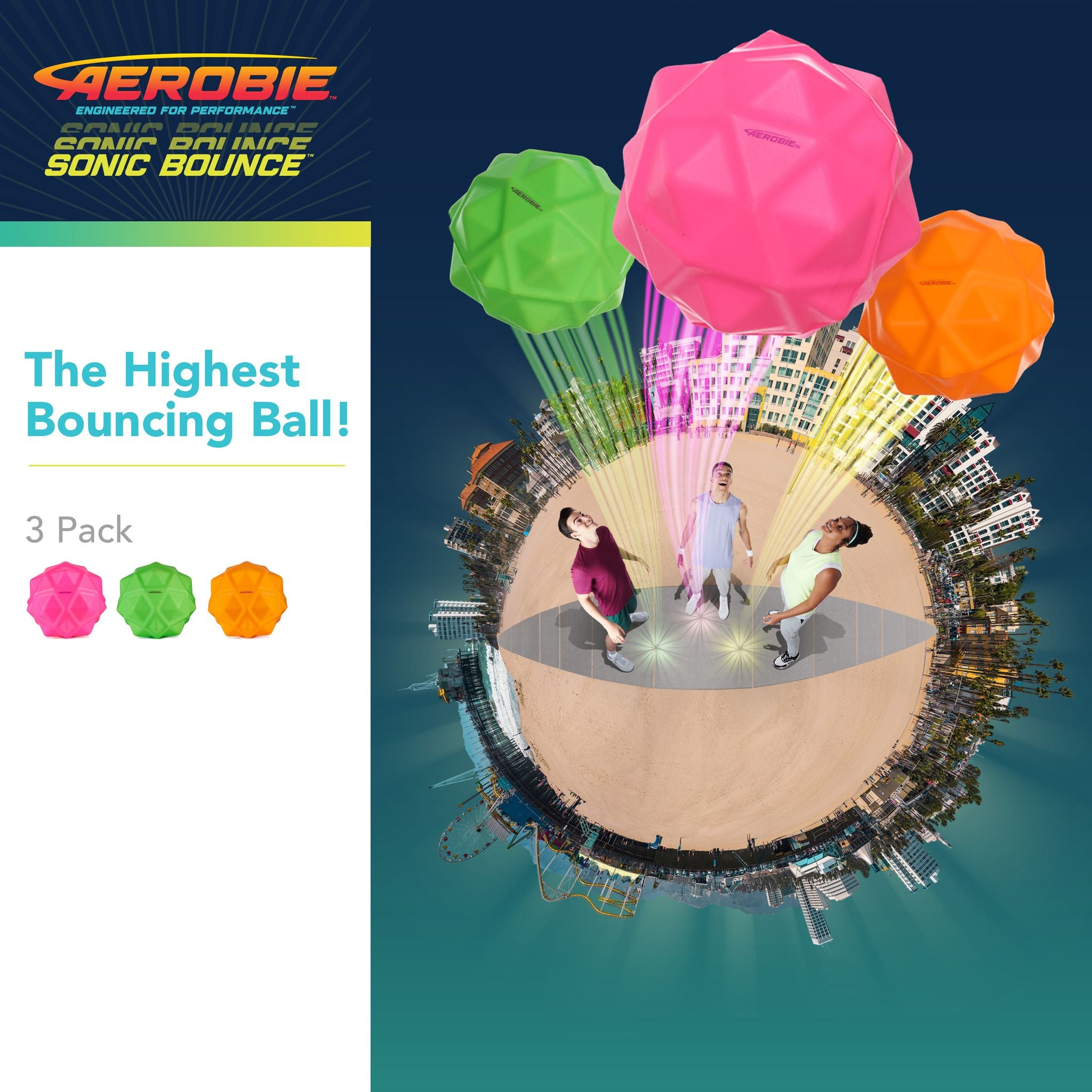 Get 3-Pack Aerobie Sonic Bounce Balls for Kids - High-Bounce Outdoor Toys!