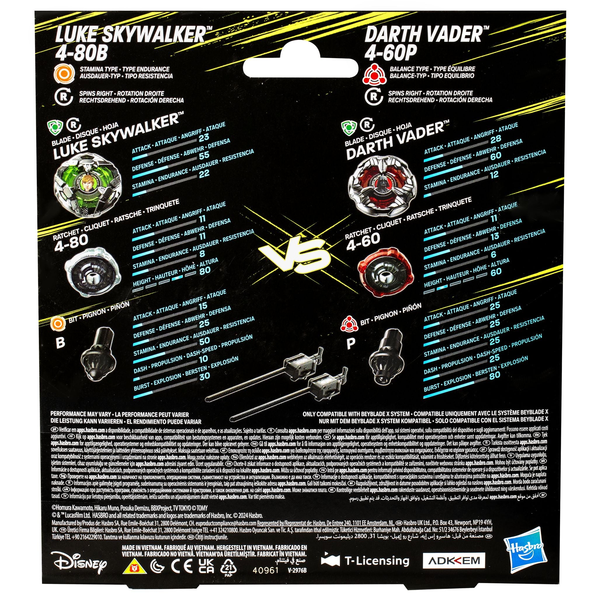Hot! Beyblade X Star Wars: Luke Skywalker & Darth Vader Set