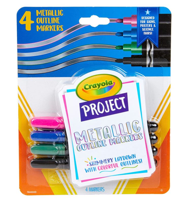 4-Pack Crayola Metallic Outline Markers for Sparkling Arts & Crafts