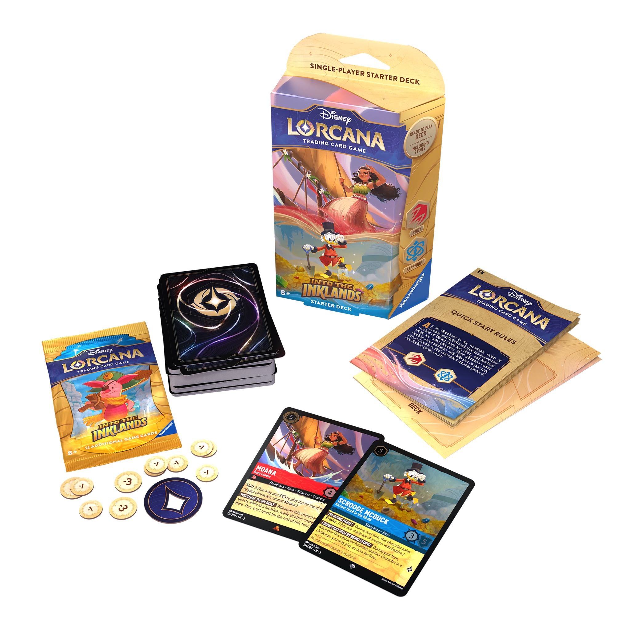 Hot! Disney Lorcana TCG S3 Into The Inklands Starter Deck - Ruby & Sapphire