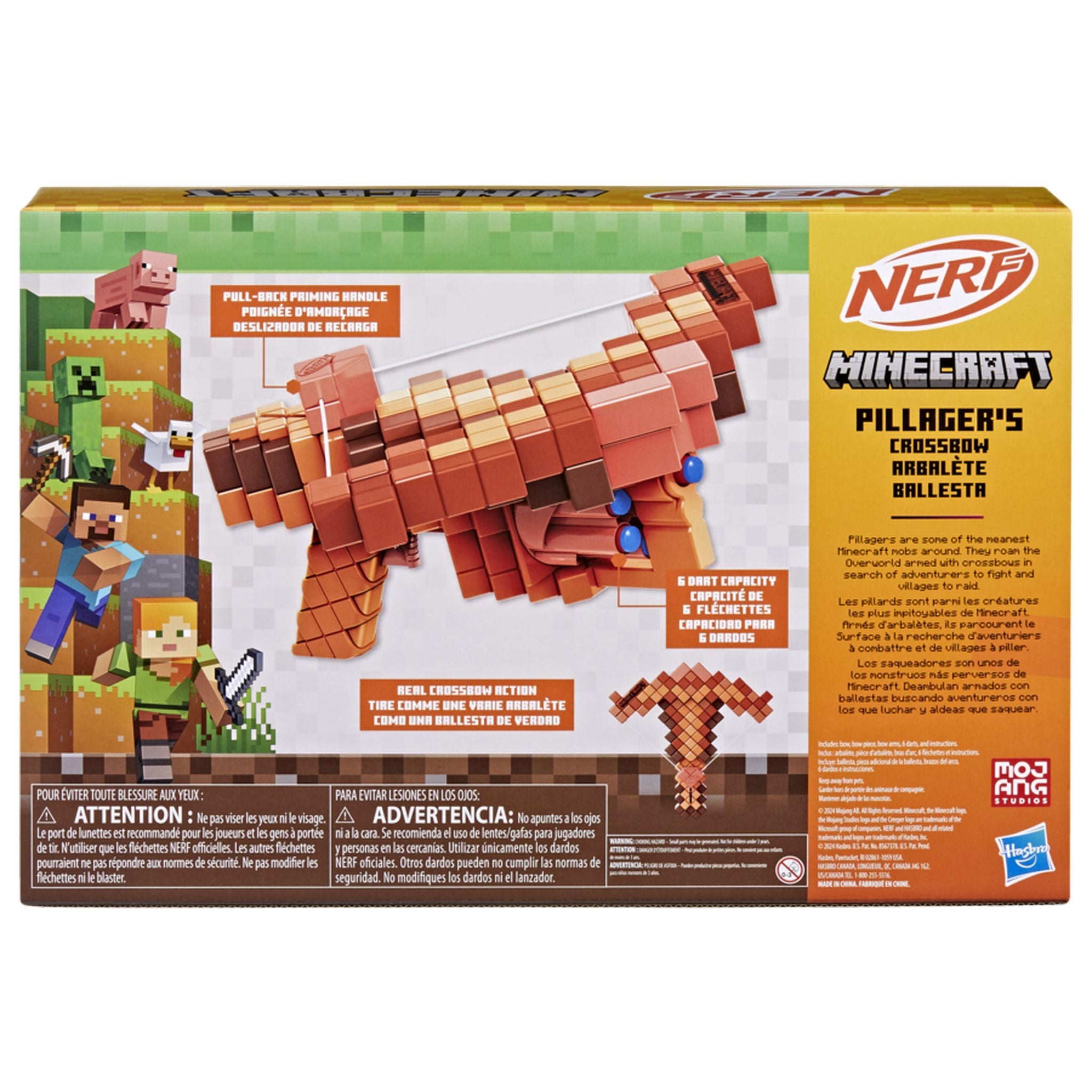 Nerf Licensed Minecraft-Inspired Pillager's Dart-Blasting Crossbow