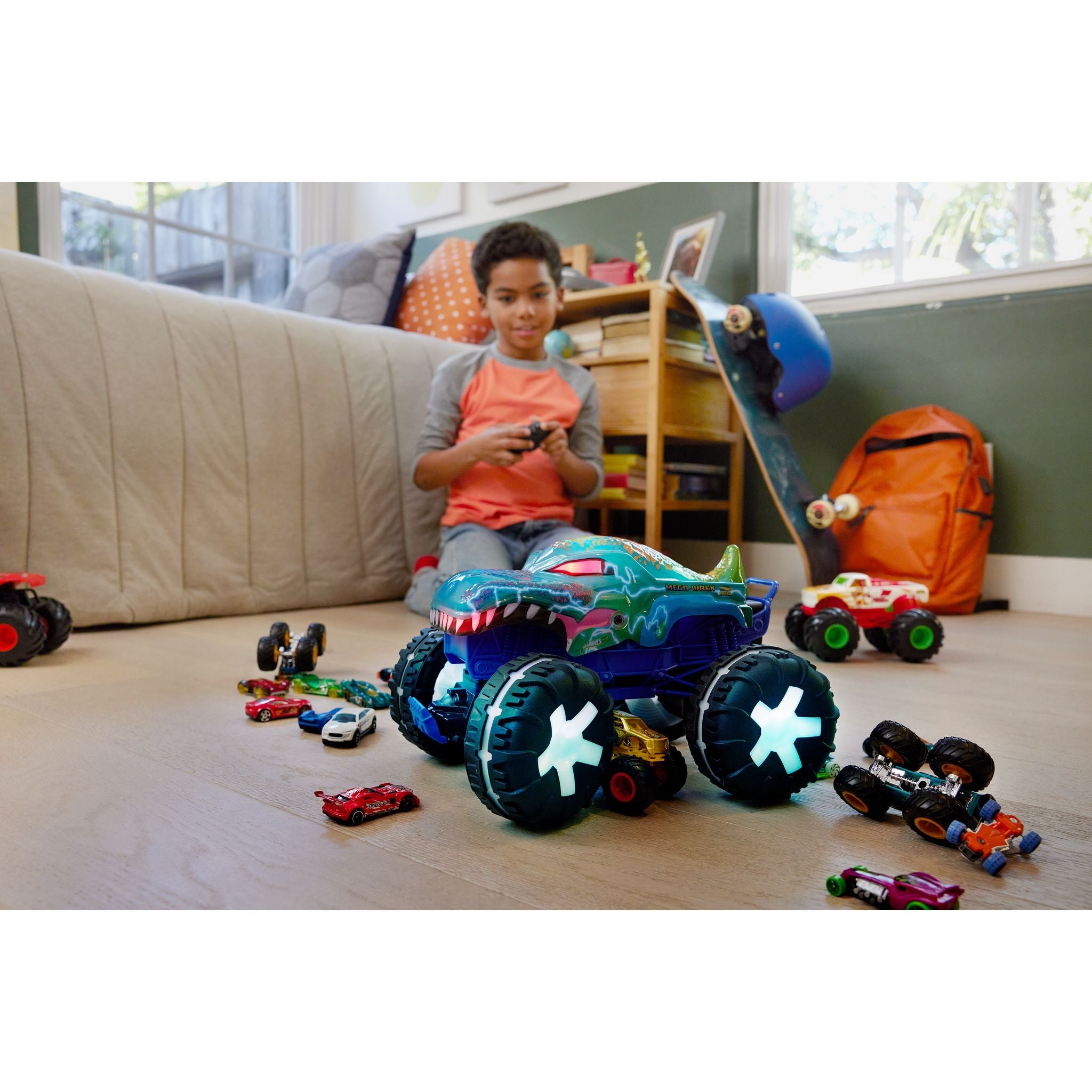 Hot Wheels 1:15 Scale Mega Wrex Alive Remote - Control Monster Truck: 3 Play Modes for Kids