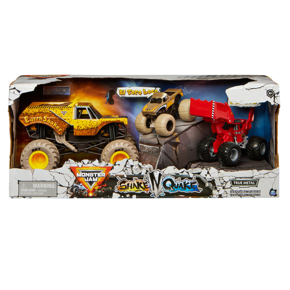 Exclusive Monster Jam 3-Pack: 1:24 & 1:64 Shake N Quake Die-Cast Trucks