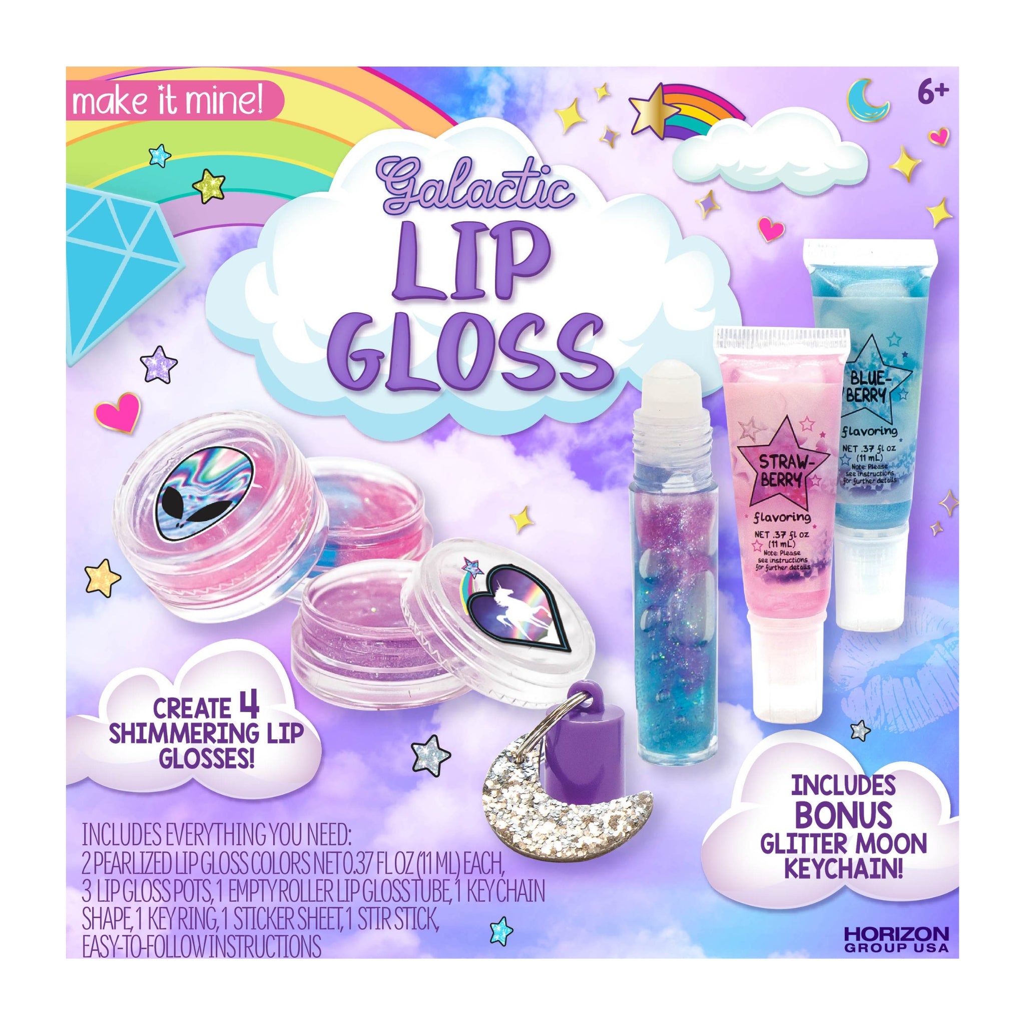 Customizable Make It Mine Galactic Lip Gloss Kit with Cosmic Shimmers