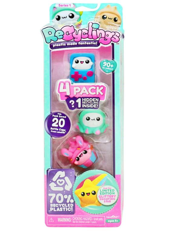 Recyclings S1 4 - Pack Bottle Set of Adorable Recycled Plastic Collectibles