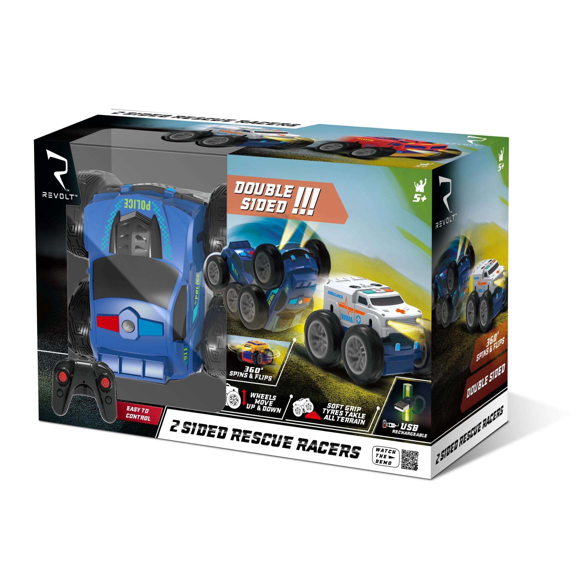 Hot! Revolt RC 2-Sided Rescue Racers in Assorted Styles