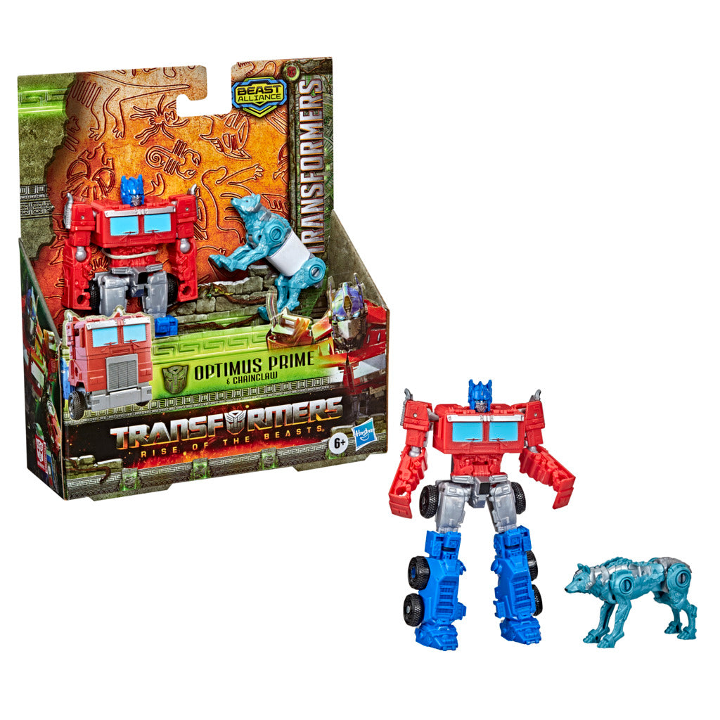 Hot Deal! Transformers Rise of the Beasts Beast Weaponizers 2 - Pack: Optimus Prime & Chainclaw Toys