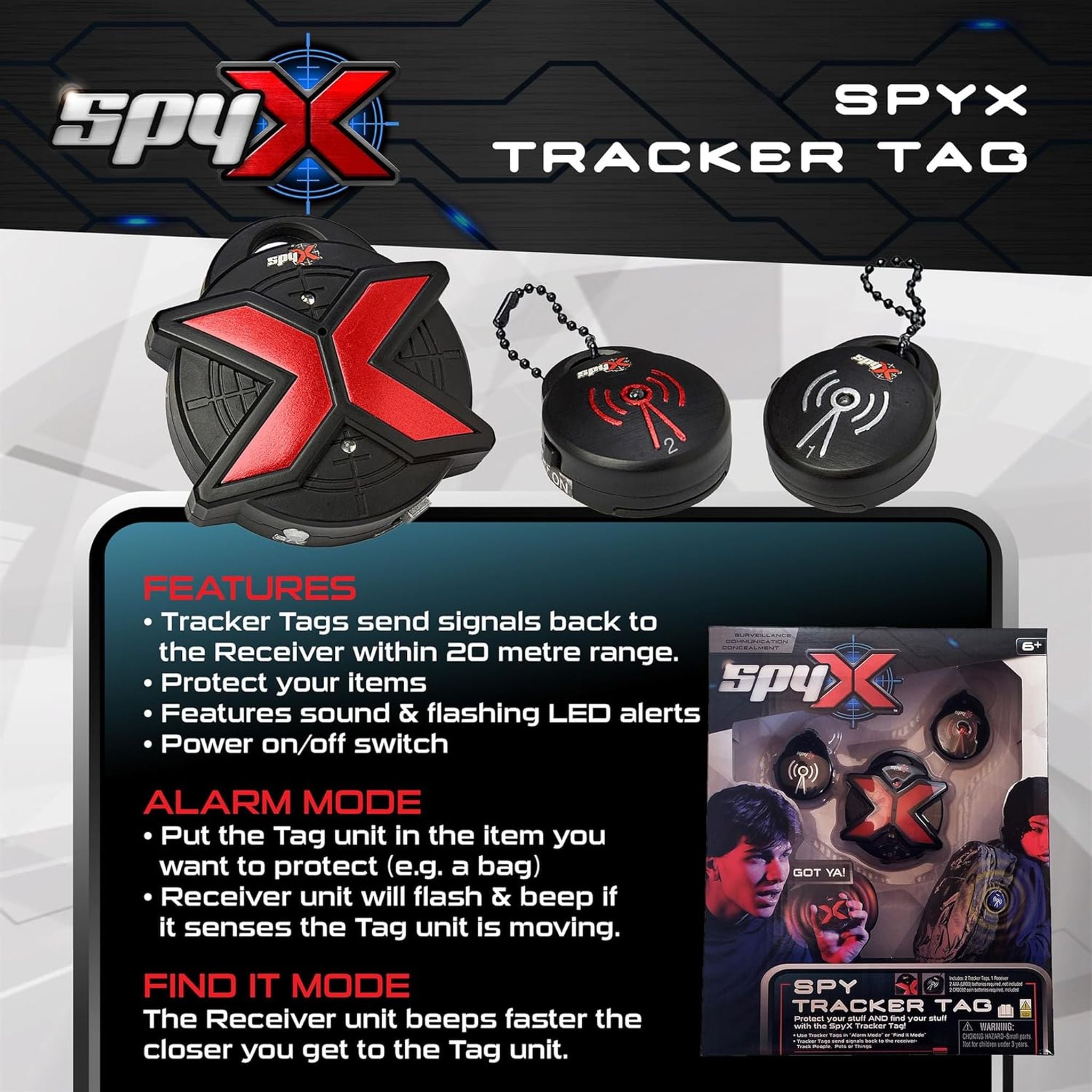 Advanced SpyX Tracking Tag with Dual Transmitters for Easy Monitoring