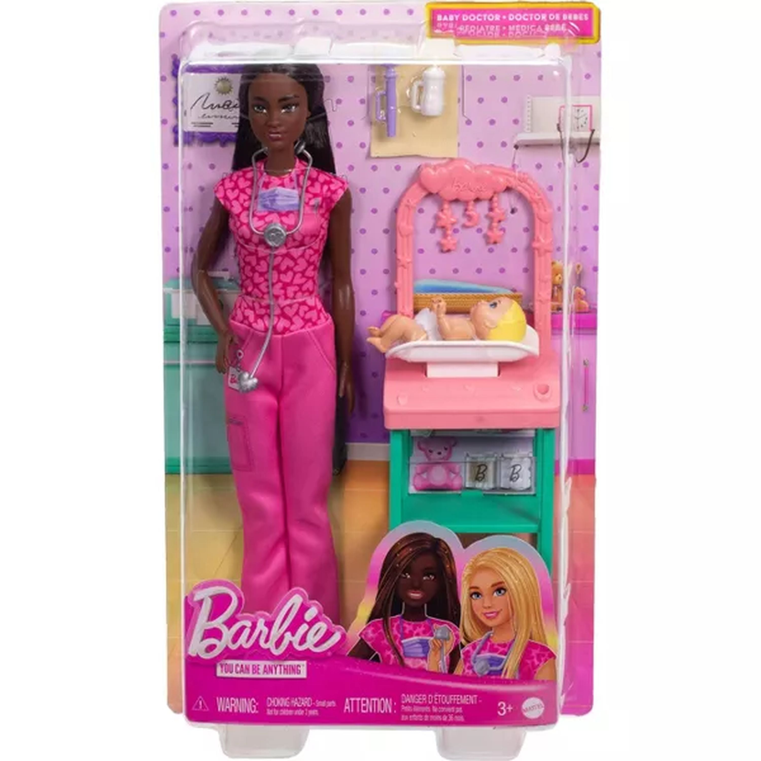 Hot! Barbie Baby Doctor Brunette Doll Playset - Explore Any Career