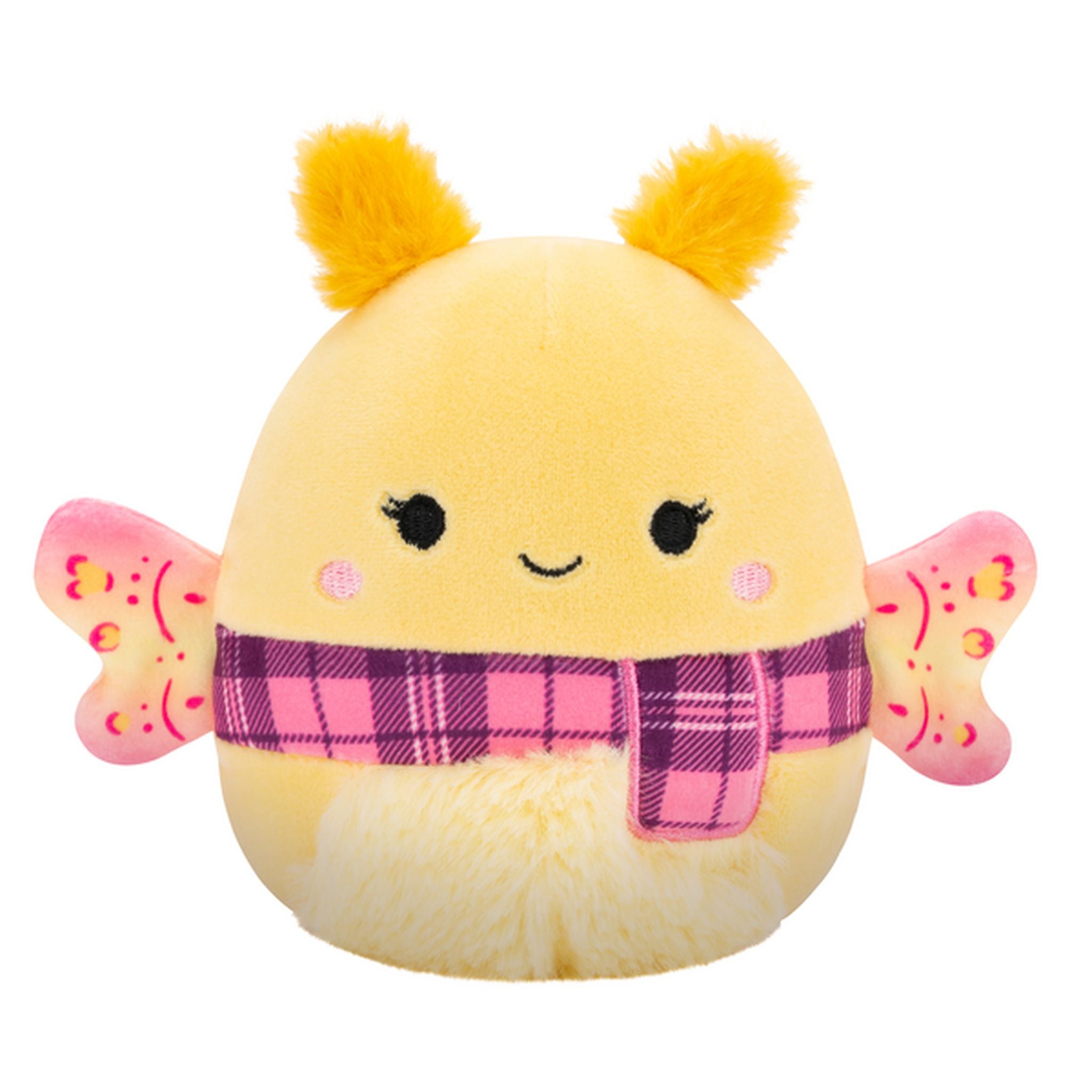 Limited Offer! 5-Inch Squishmallows S20 Miry Yellow Moth Plush with Pink Plaid Scarf