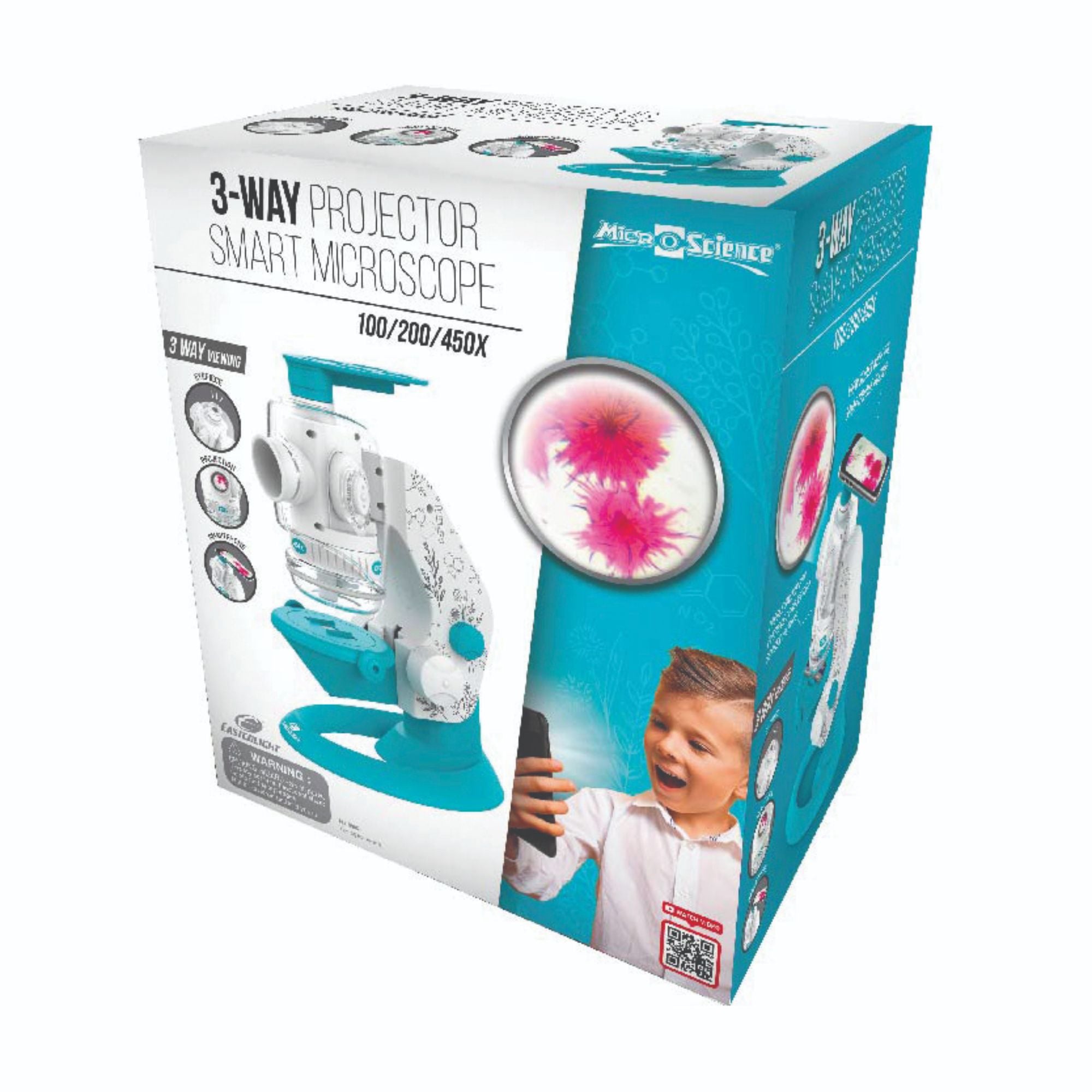 Smart 3 - Way Projector Microscope with 100/200/450X Magnification by Micro - Science