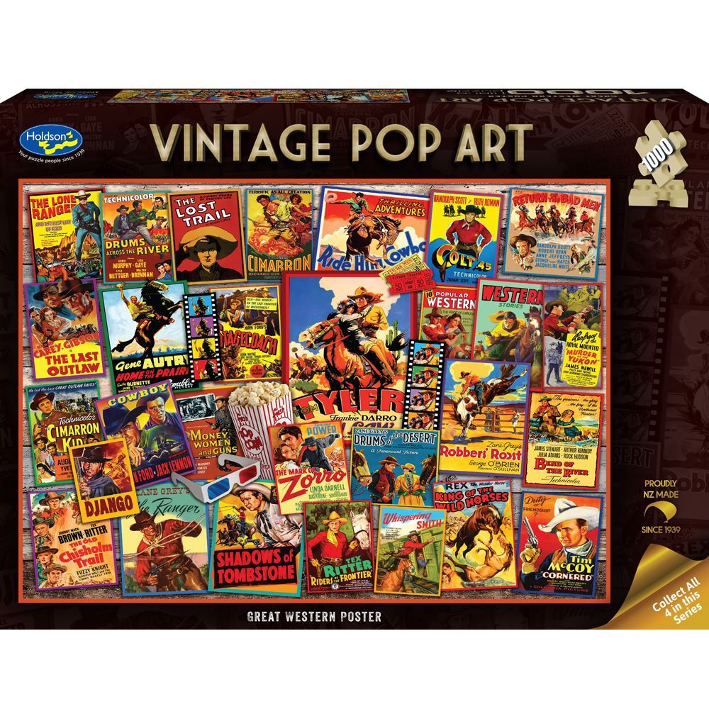 1000-Piece Vintage Pop Art Jigsaw Puzzle - Stunning Western Poster