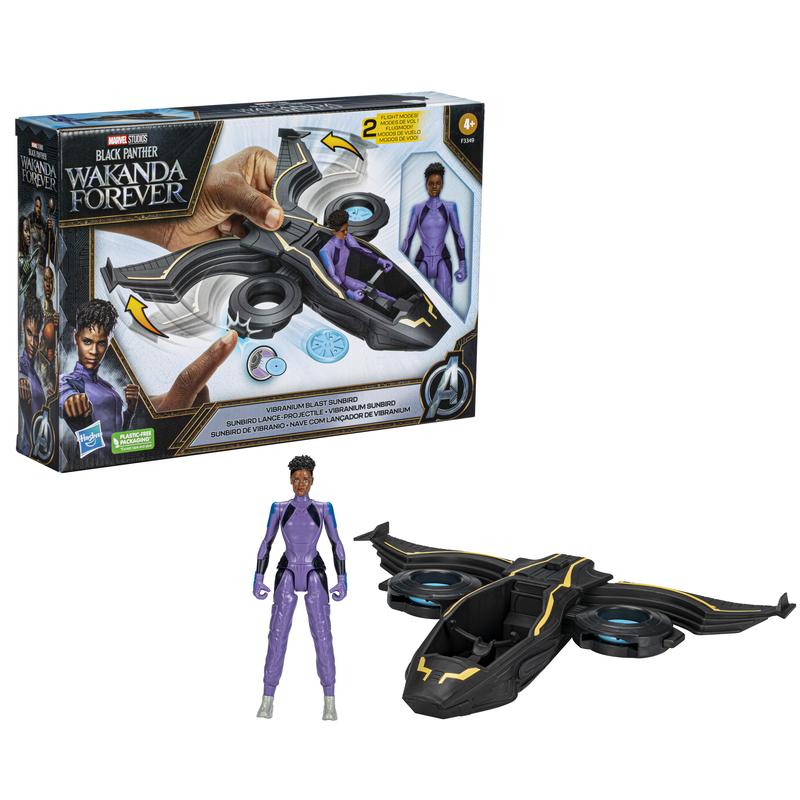 Hot! Marvel Black Panther - Shuri Figure & Transforming Vehicle Set