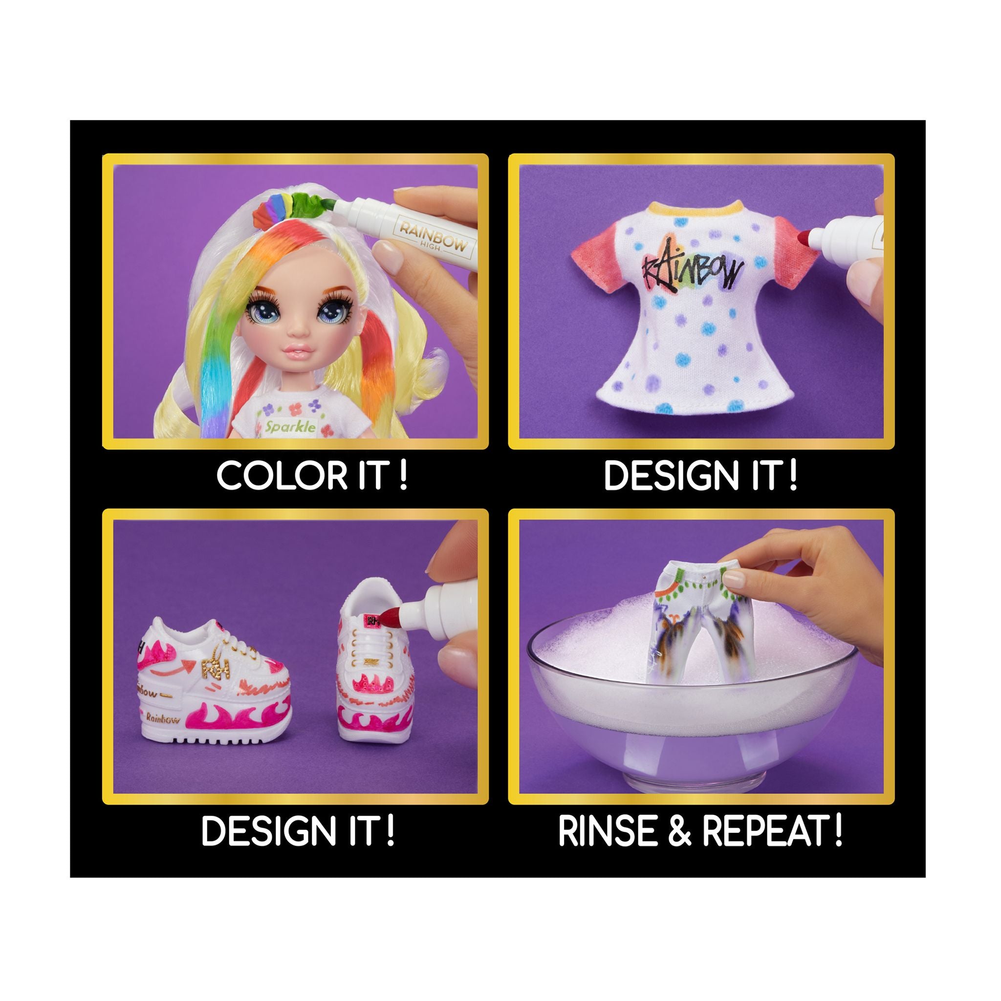 Hot Deal! Rainbow High Colour & Create Fashion Doll - Blue Eyes