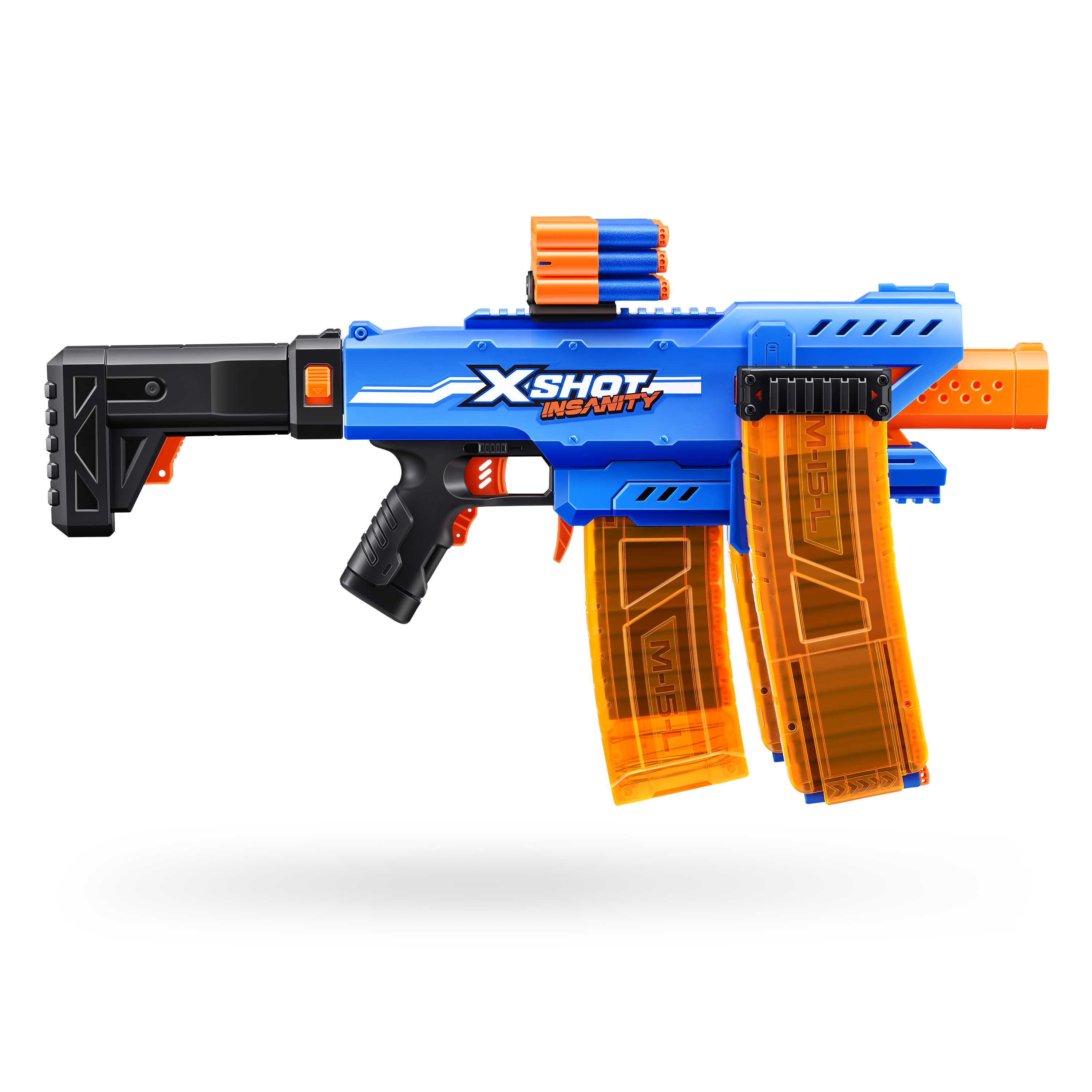 ZURU X Shot Insanity Motorized Blaster - Clip Mania Bundle with 72 Darts for Endless Fun