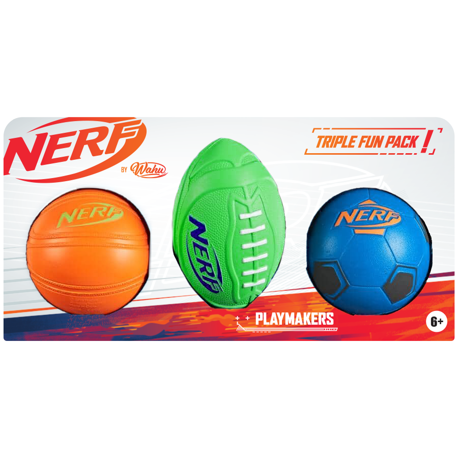 Hot Deal! Nerf 3-Pack Basketball, Footy & Soccer Balls