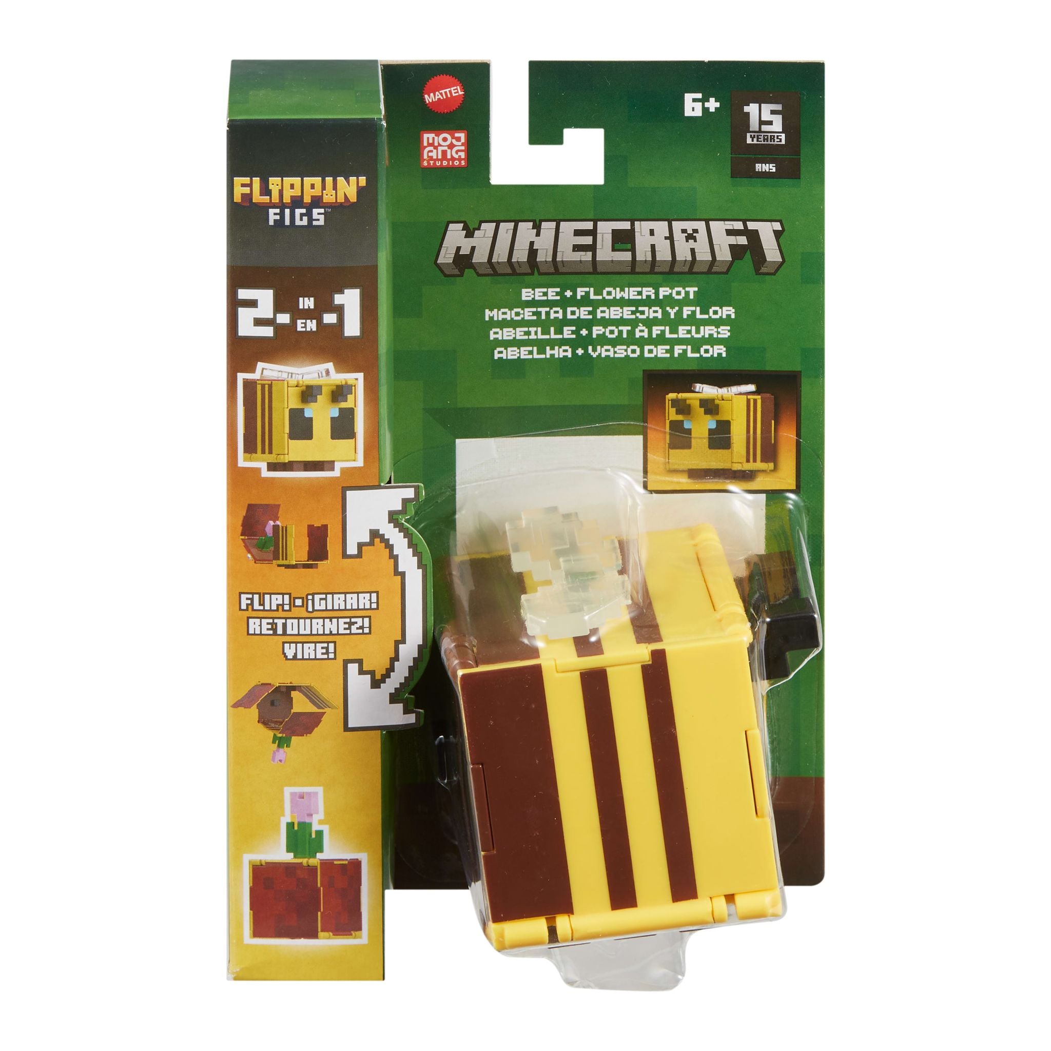 Hot! Minecraft Flippin' Figs - Bee & Flower Pot Set