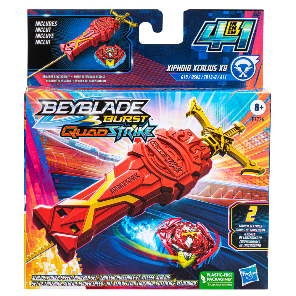 Hot! Beyblade Burst Quadstrike Xcalius Launcher Set for 8-Year-Olds