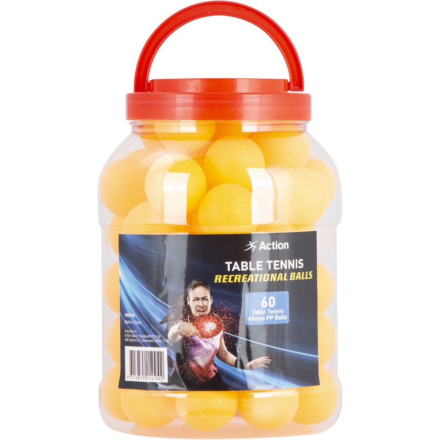 60-Pack of Orange Action Sports Table Tennis Balls for Recreational Use
