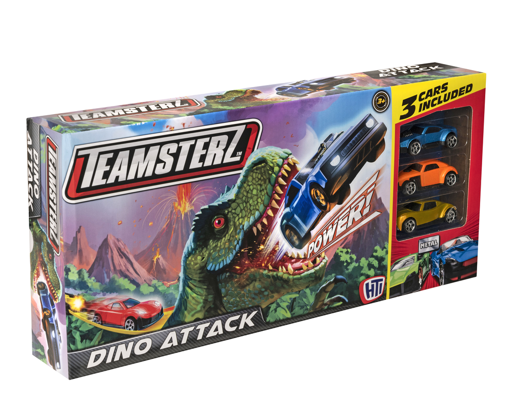 Teamsterz Dino Attack Playset: 3 Diecast Cars Included