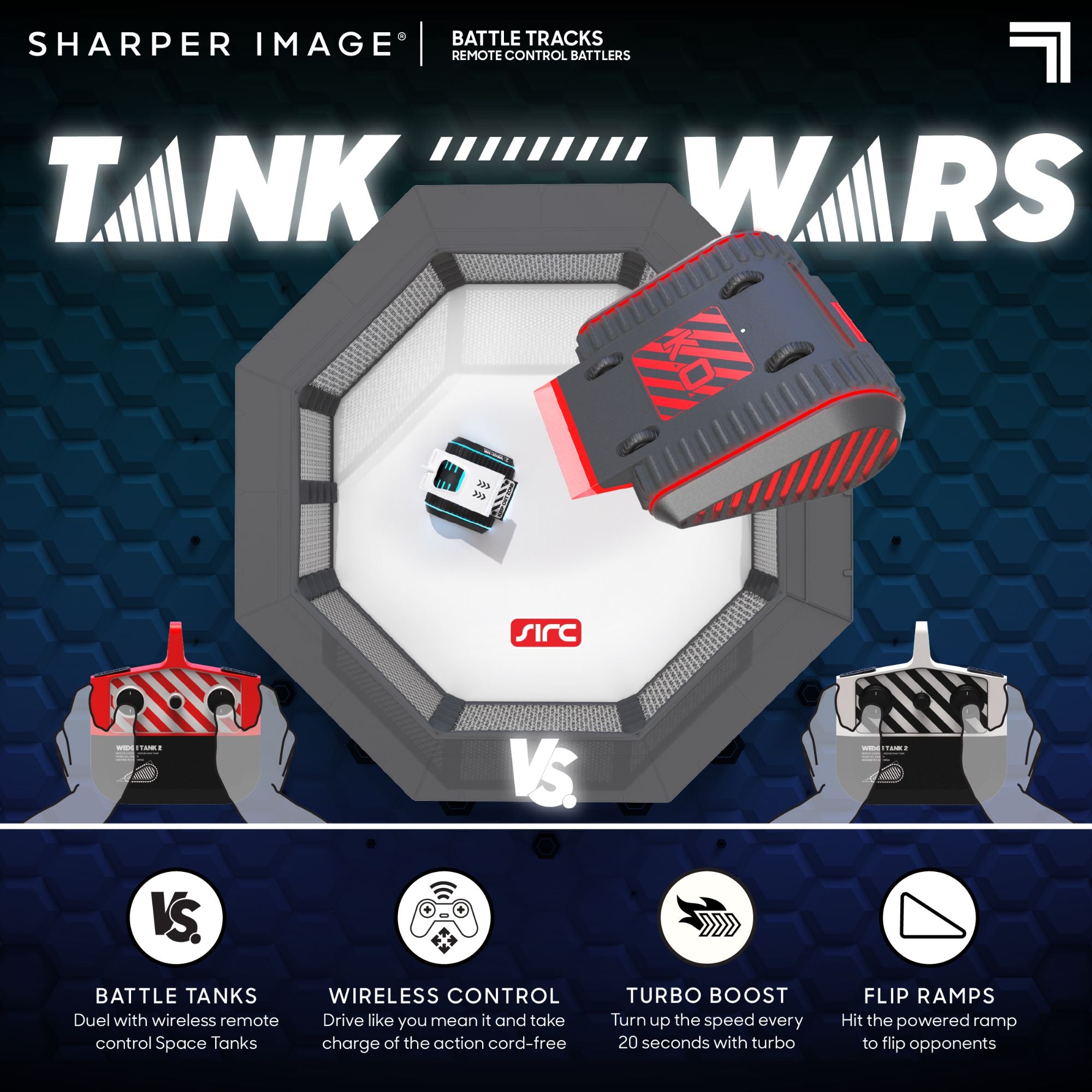 Sharper Image Remote Control Battle Wedge Tanks 2-Pack - Ideal for Tank-to-Tank Battles