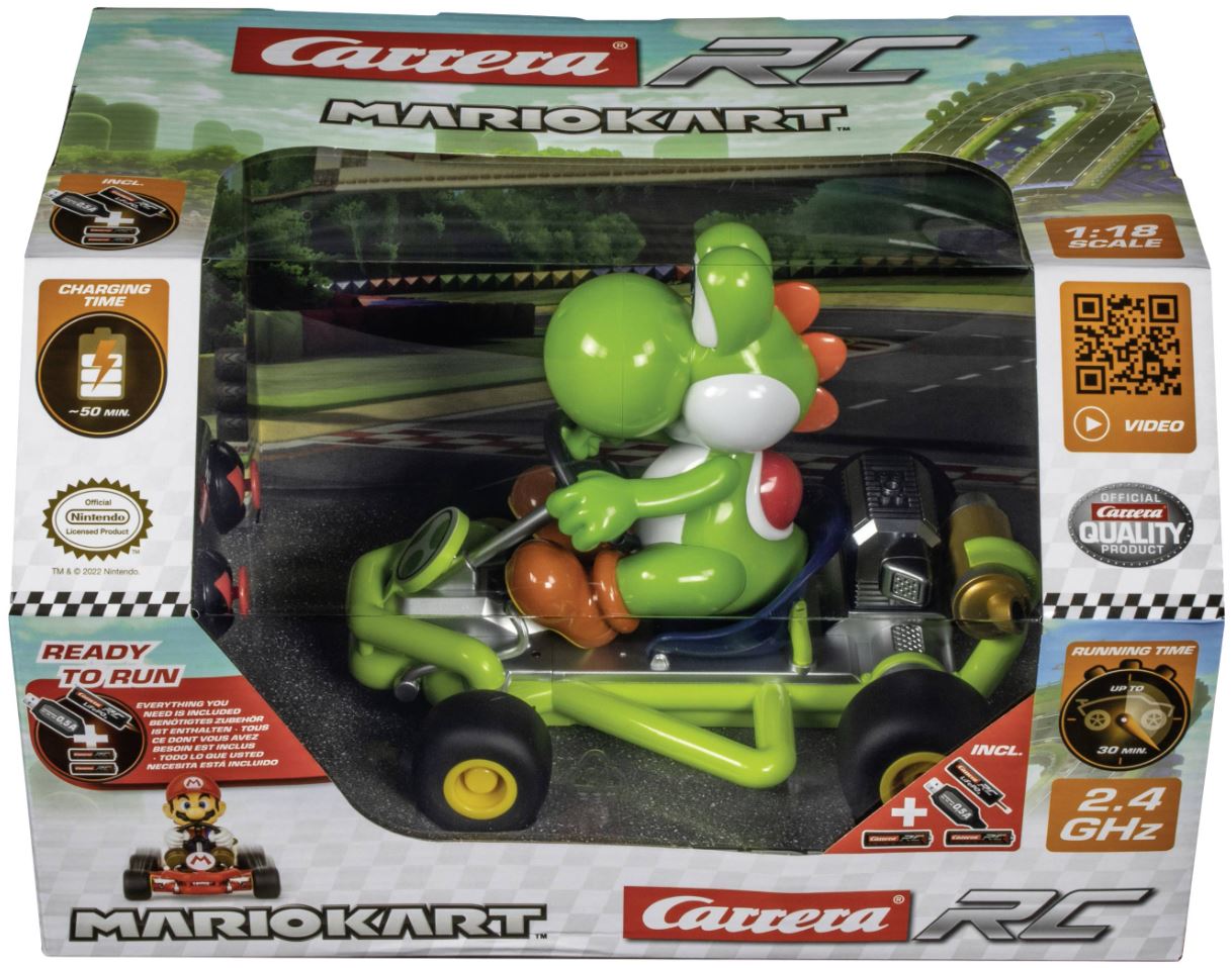 Carrera 2.4Ghz RC Mario Kart Yoshi's Sleek Pipe Kart in 1:18 Scale