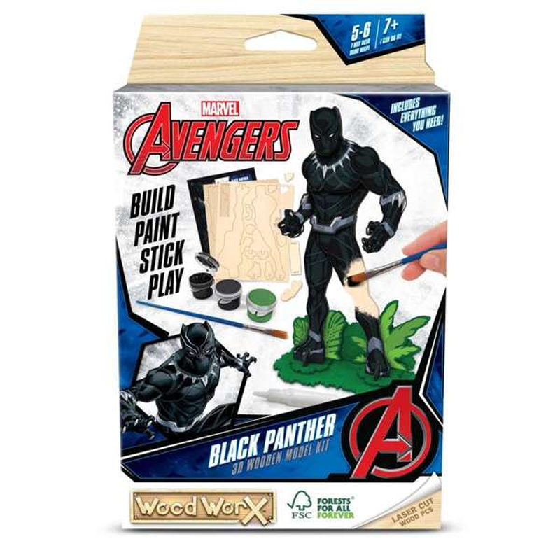 Colorific Marvel Avengers Black Panther 3D Wooden Model Kit - Fun DIY!