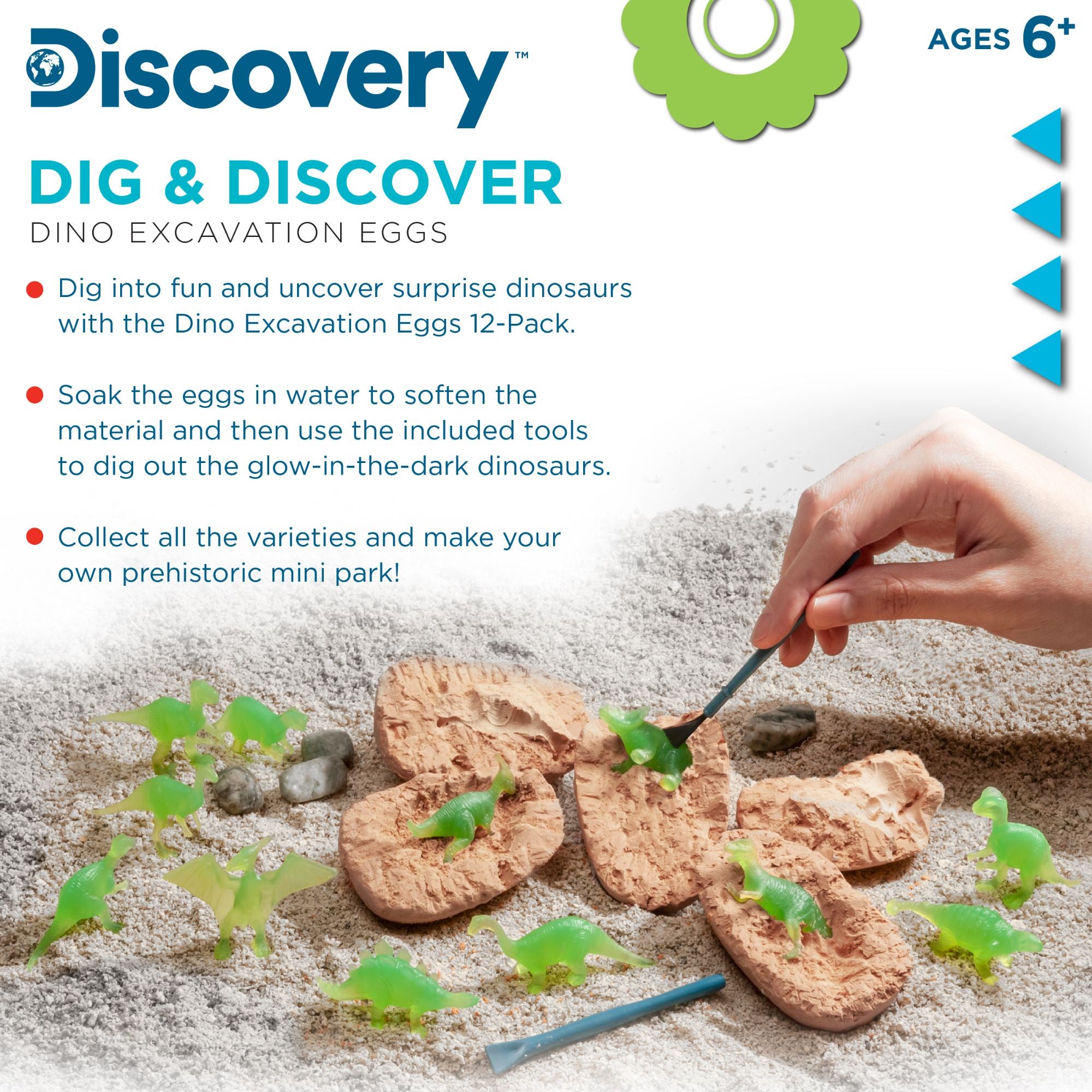 6-Pack Discovery Kids Glow-in-the-Dark Dino Excavation Eggs