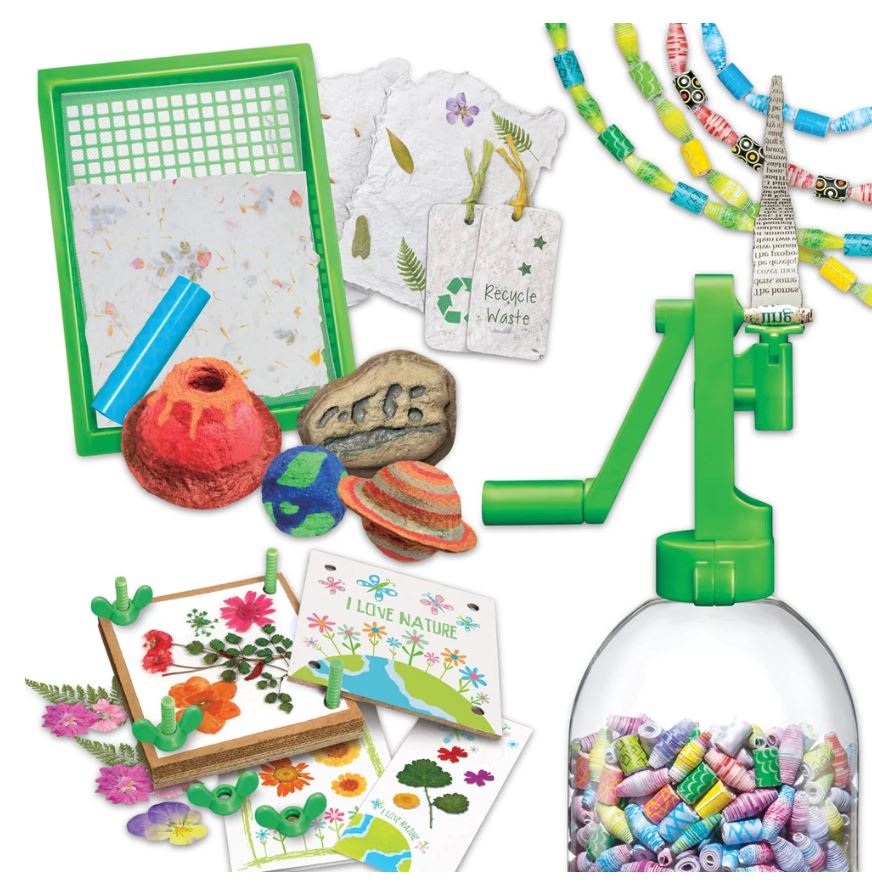 4M Kids' Green Steam-Powered Paper Craft Kit - Ideal for Ages 5+
