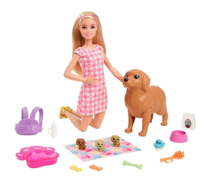 Hot Deal! Barbie Blonde Doll Newborn Pups Playset for 3 - 7 Year Olds