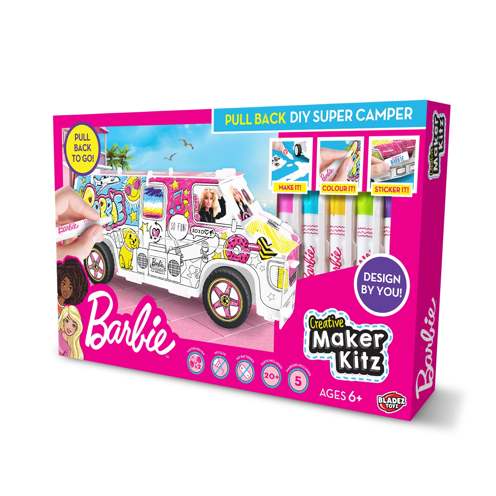 Hot! Barbie Creative DIY Pull - Back Super Camper Kit