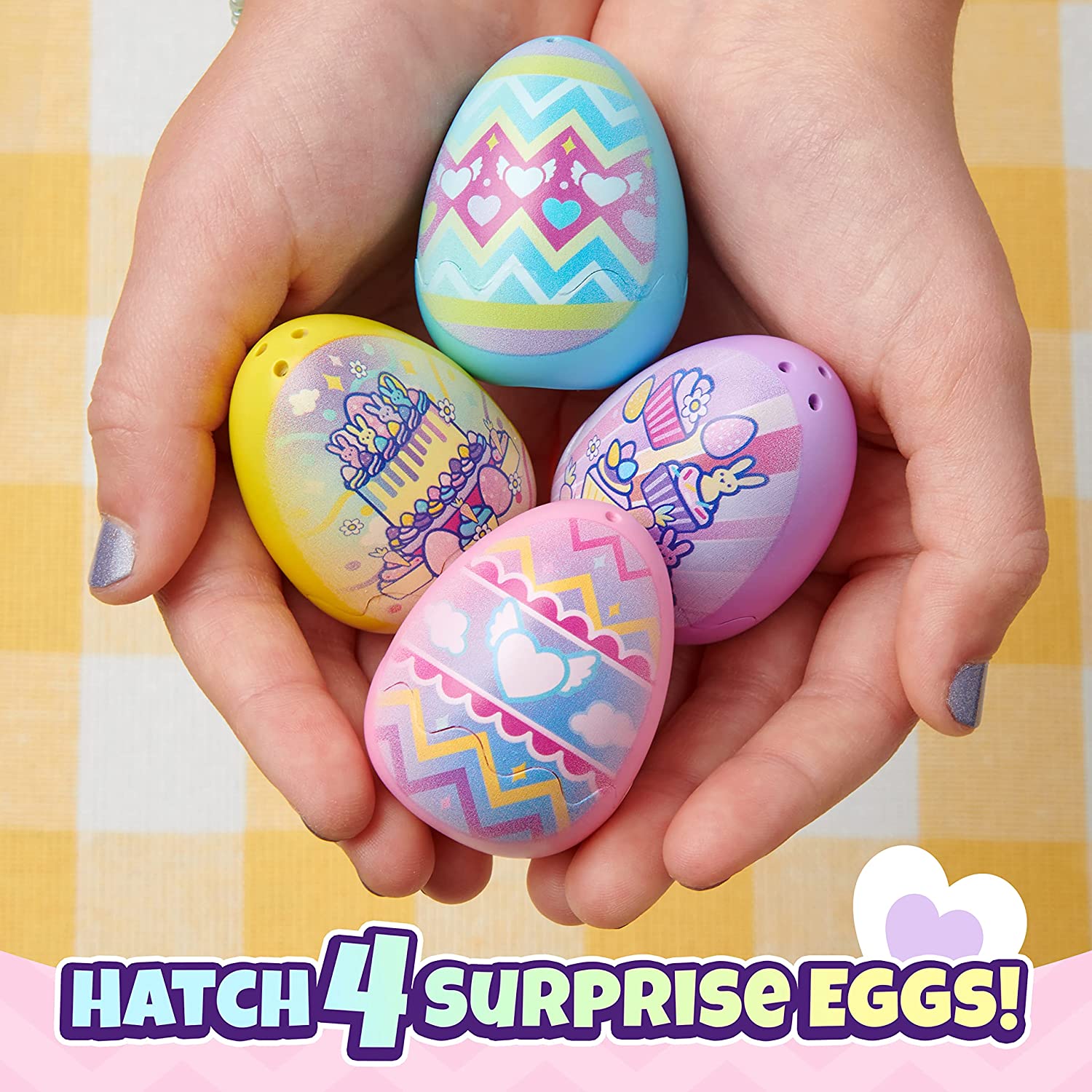 Hot! Hatchimals Bunny Bakers Gold/Pink Family Spring Basket