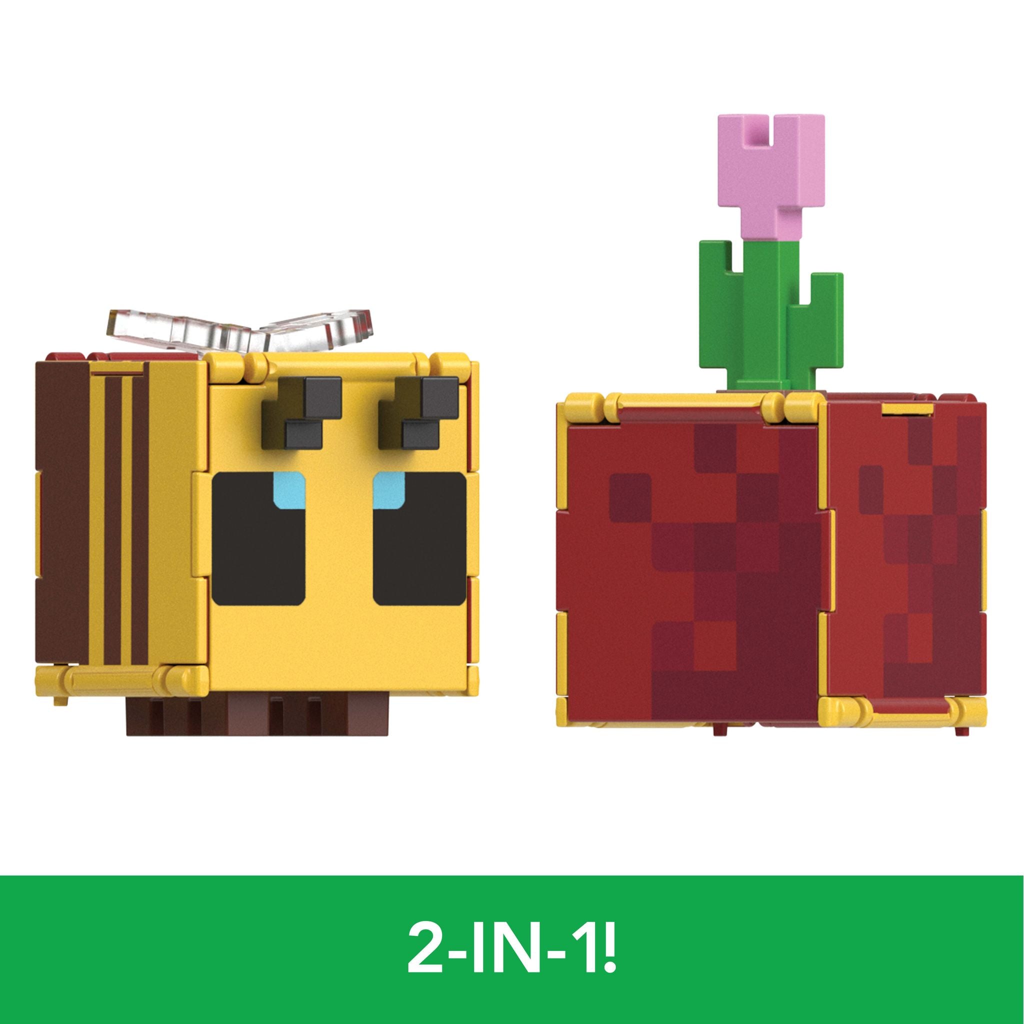 Hot! Minecraft Flippin' Figs - Bee & Flower Pot Set