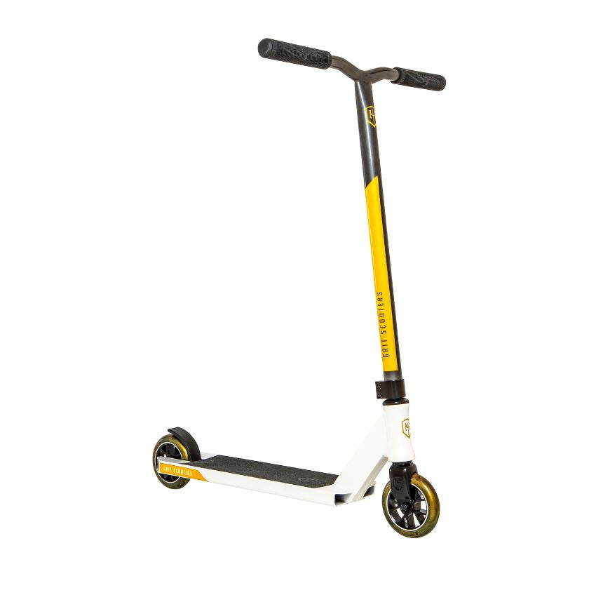 On Sale! Grit Fluxx White/Grey Scooter with Yellow - Ideal for Beginner to Expert Riders
