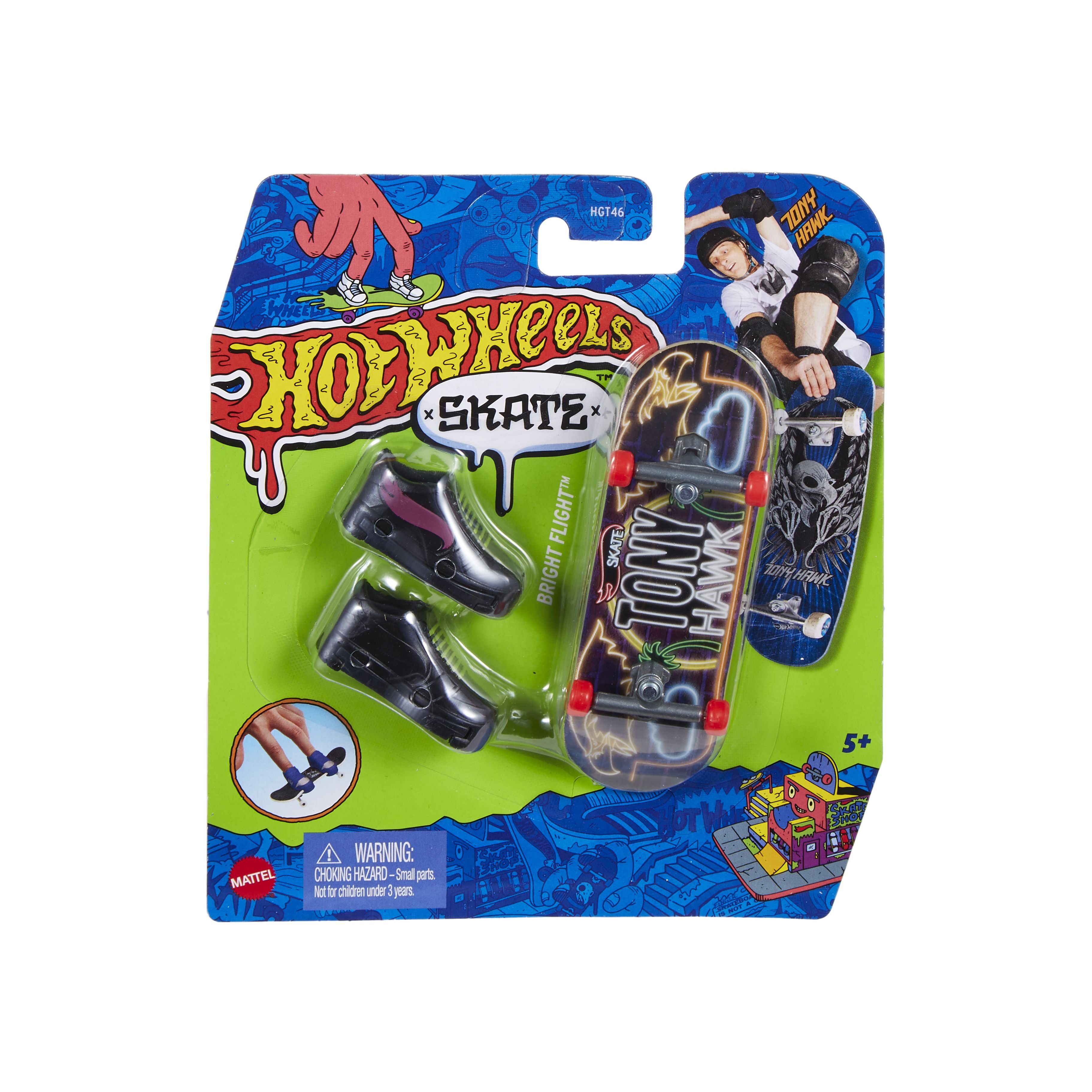 Hot Wheels Skate Fingerboard Single Pack - Gnarly Neon, Perfect for Stunts